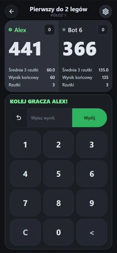 Mecz 501 w DartJourney: Alex przeciwko Botowi 6, wyniki i średnie